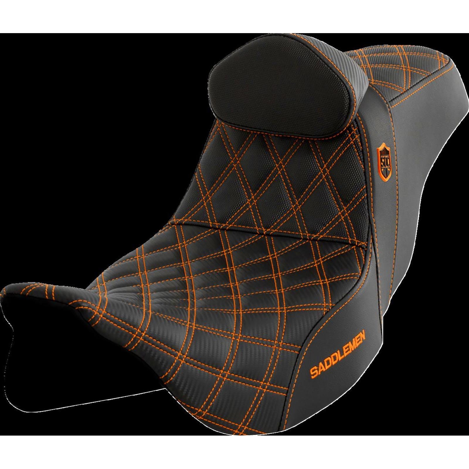 Saddlemen Pro Series SDC Performance Seat - with Backrest - Orange Stitch SC80807ORART_1443856