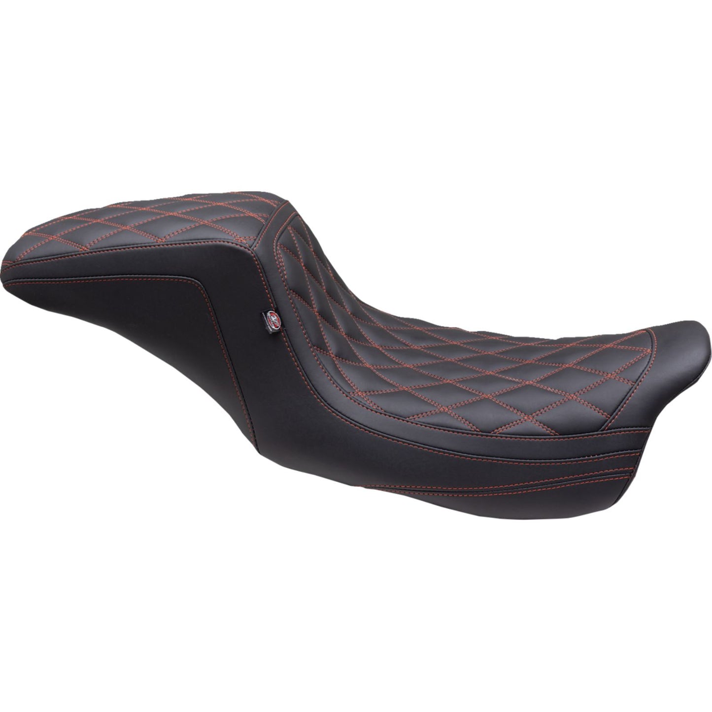 Mustang Motorcycle Products One Piece 2-Up Squareback Seat - Red/Orange Stitch - FL '08-'23 75299AB_1438121