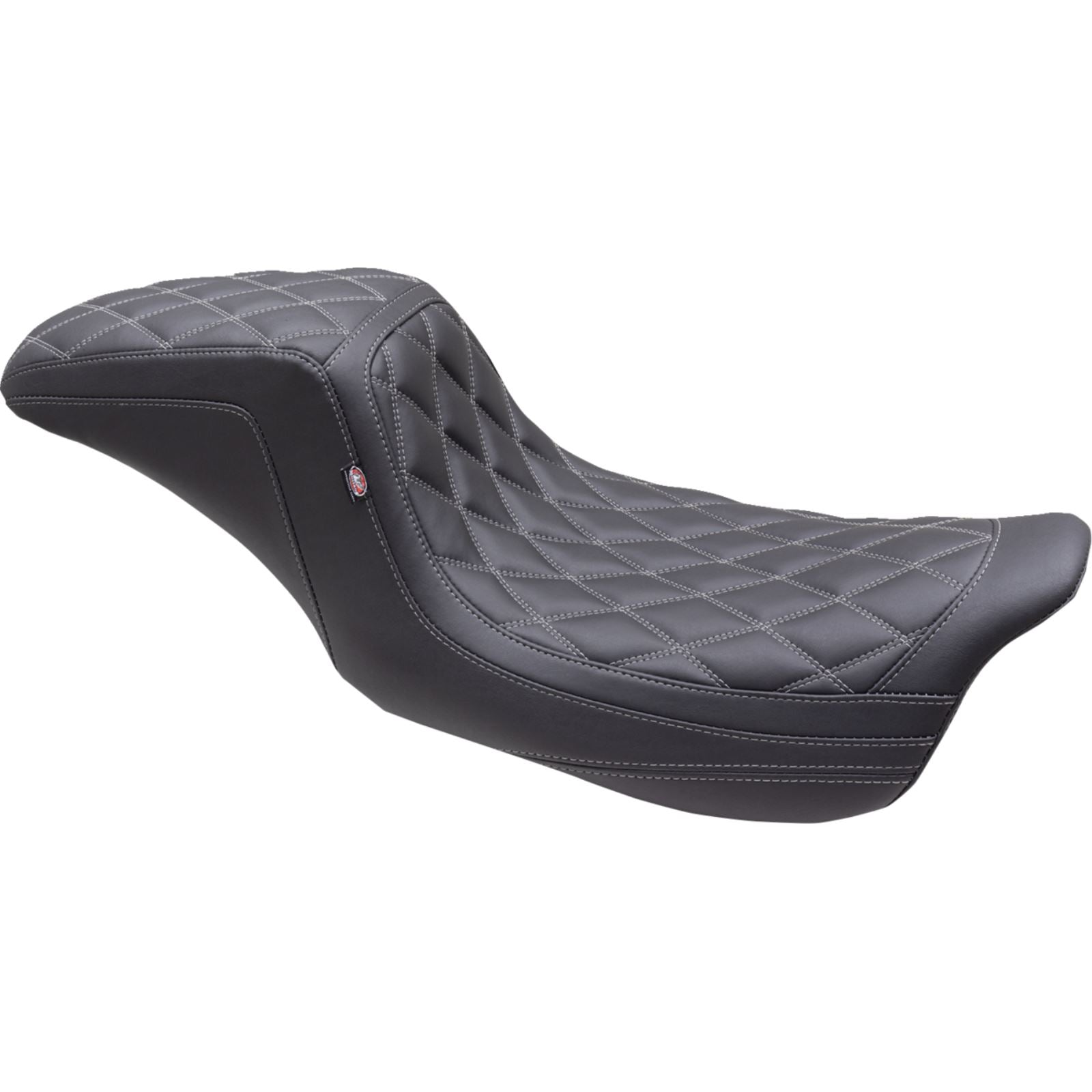 Mustang Motorcycle Products One Piece 2-Up Squareback Seat - Gun Metal Stitch - FL '08-'23 75299GM_1438122
