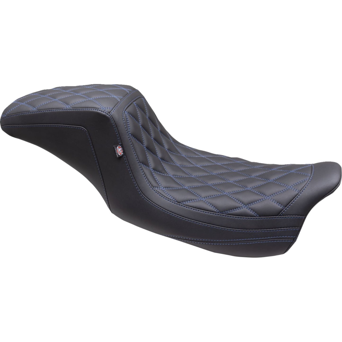 Mustang Motorcycle Products One Piece 2-Up Squareback Seat - Sky Blue Stitch - FL '08-'23 75299SB_1438123