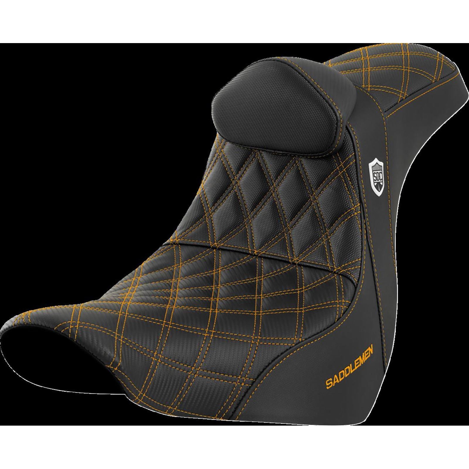 Saddlemen Pro Series SDC Performance Seat - with Backrest - Gold Stitch SC81829GOLRT_1442560