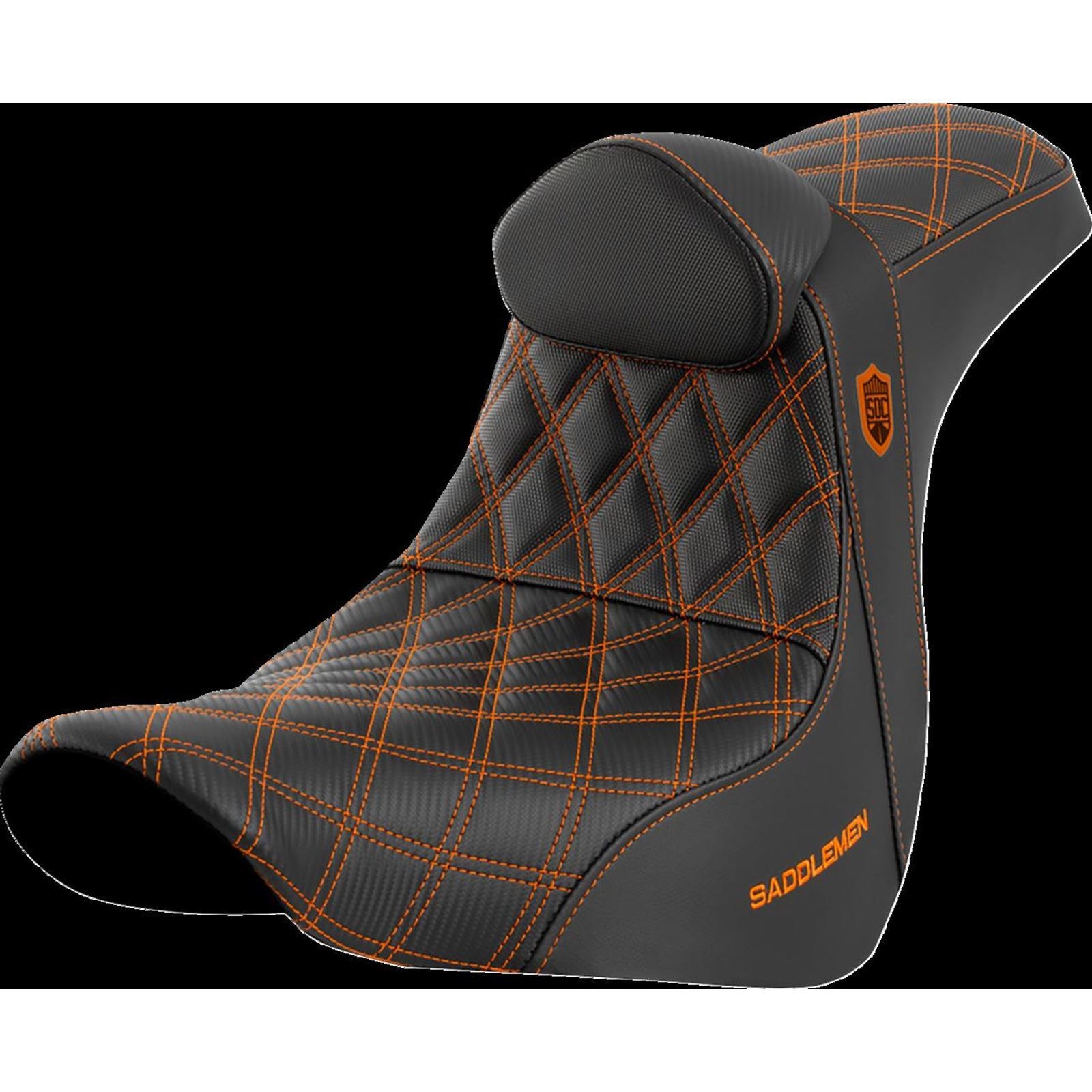 Saddlemen Pro Series SDC Performance Seat - with Backrest - Orange Stitch SC81829ORART_1442562