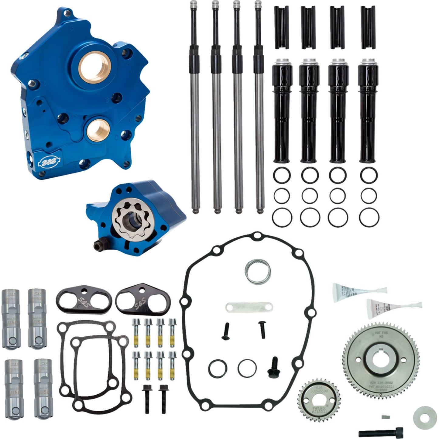S&S Cycle Cam Chest Kit W/O Cams - Gear Drive - Water Cooled - Black Pushrods -M8 [MPN: 310-1260]_1438129