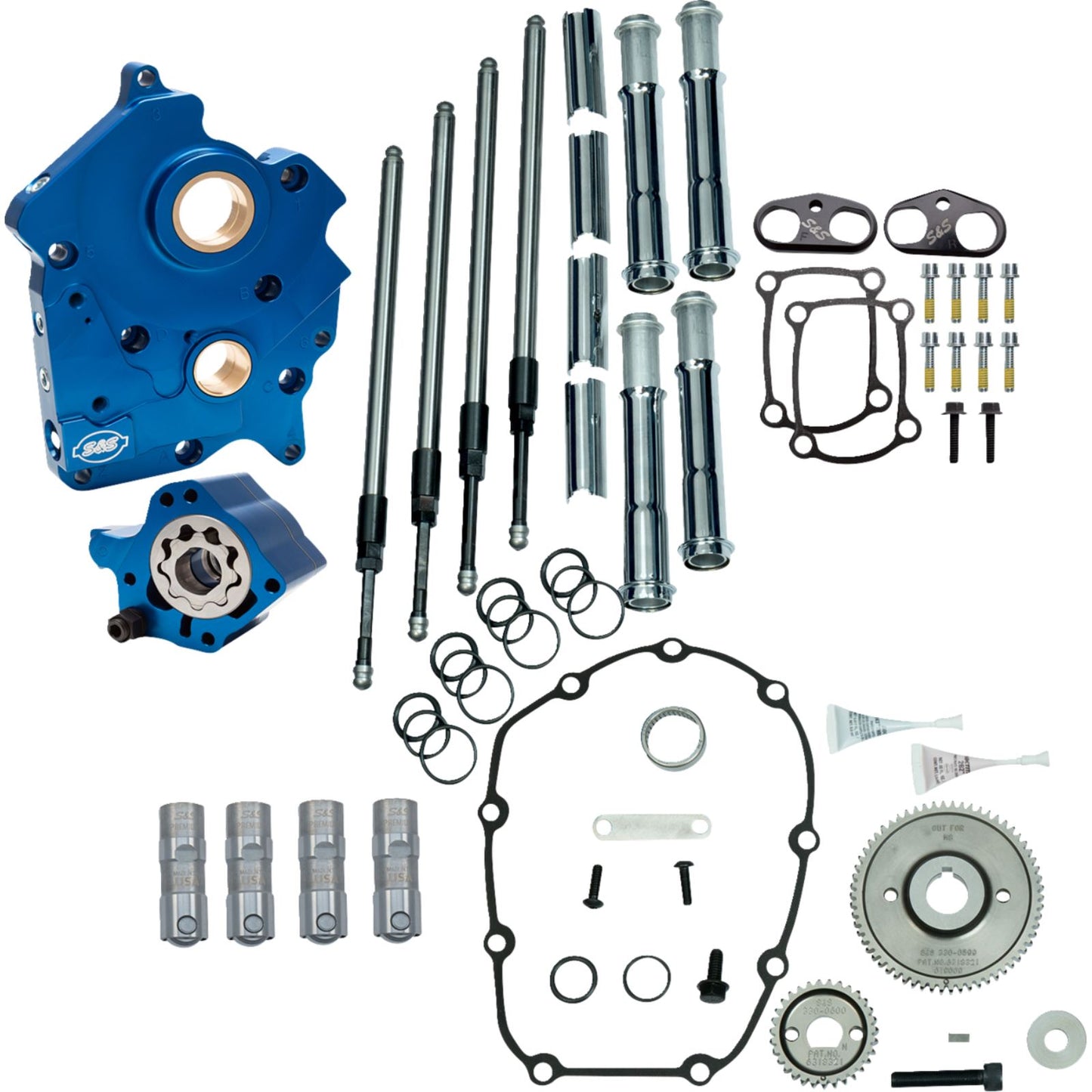 S&S Cycle Cam Chest Kit W/O Cams - Gear Drive - Water Cooled - Chrome Pushrods-M8 [MPN: 310-1261]_1438130