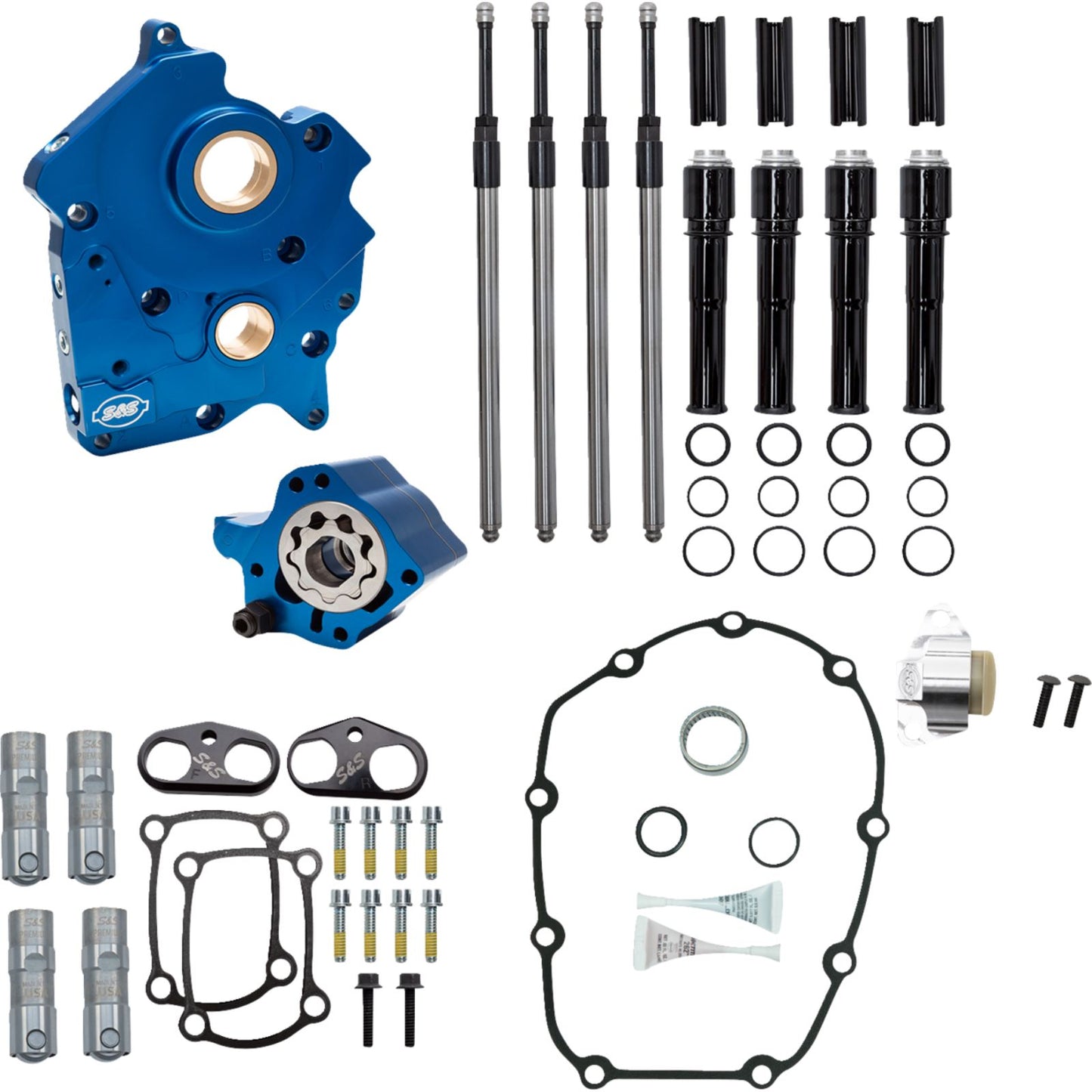 S&S Cycle Cam Chest Kit W/O Cams - Chain Drive - Oil Cooled - Black Pushrods - M8 [MPN: 310-1262]_1438131