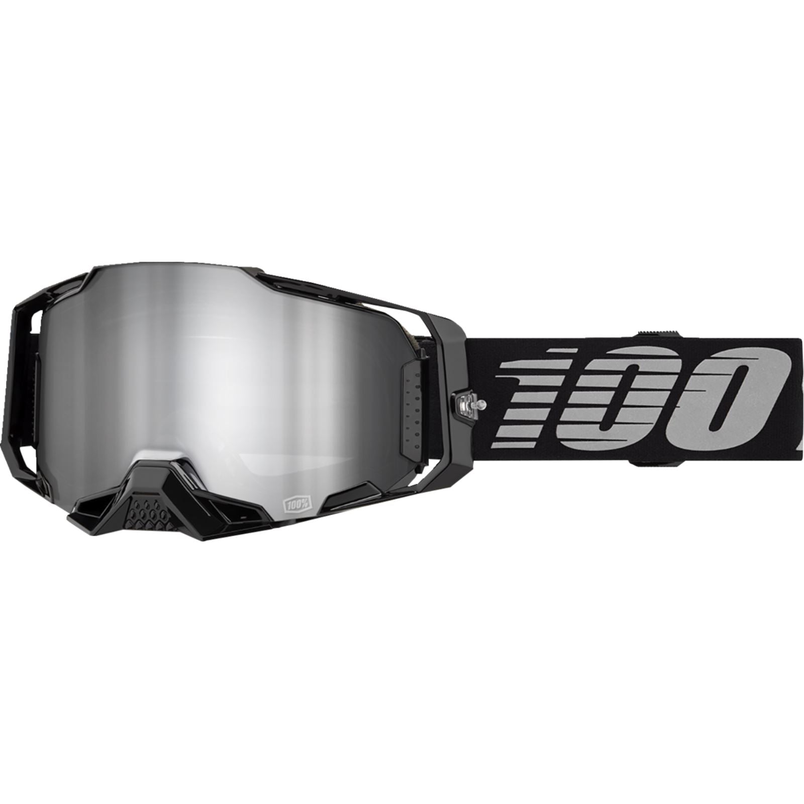 100% Armega Goggles - Black - Silver Mirror OPEN BOX [MPN: 50005-00030]_2093759