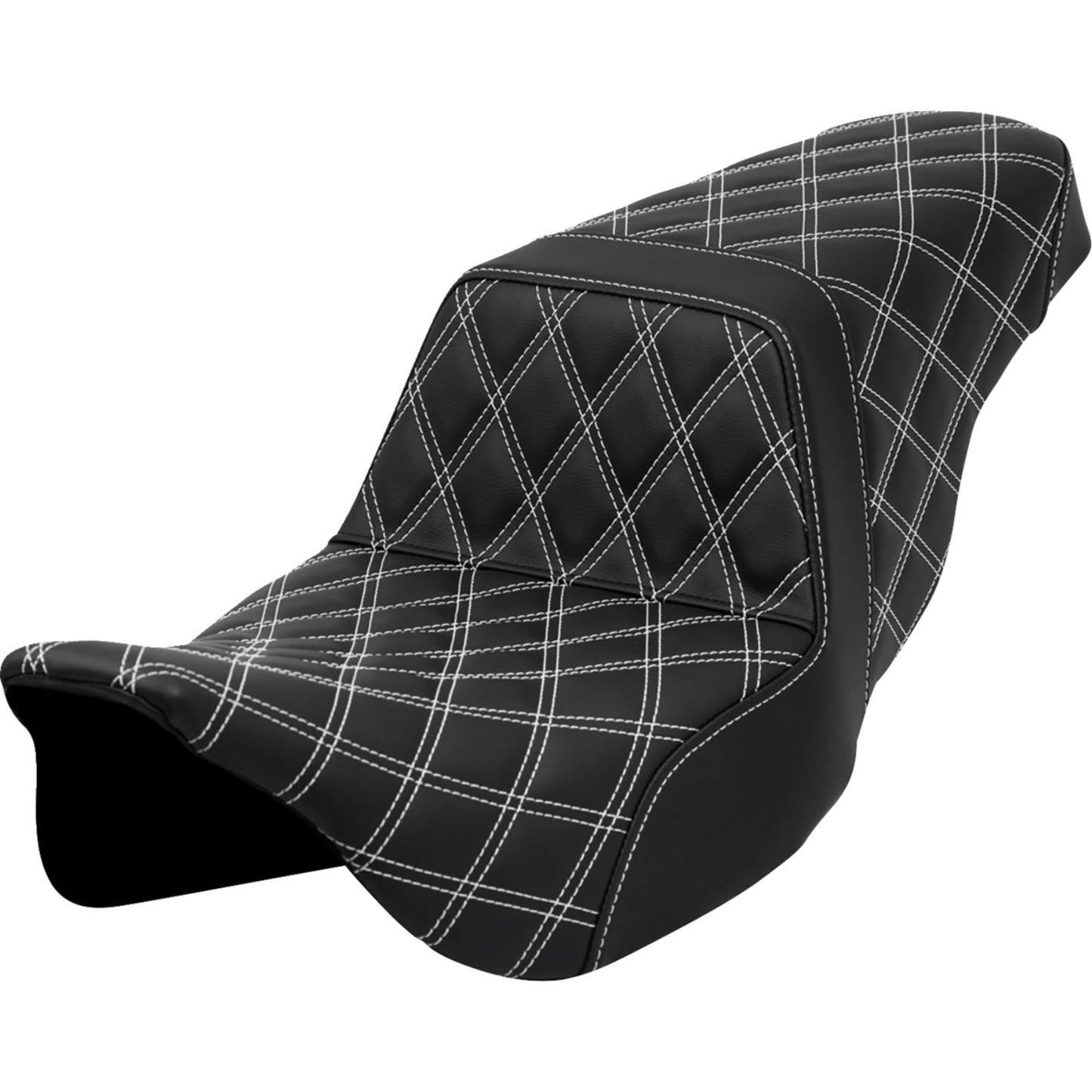 Saddlemen Step-Up Seat - Lattice Stitch - White Stitch - FLH/FLT '08-'23 A808-07B-175WHI_1441594
