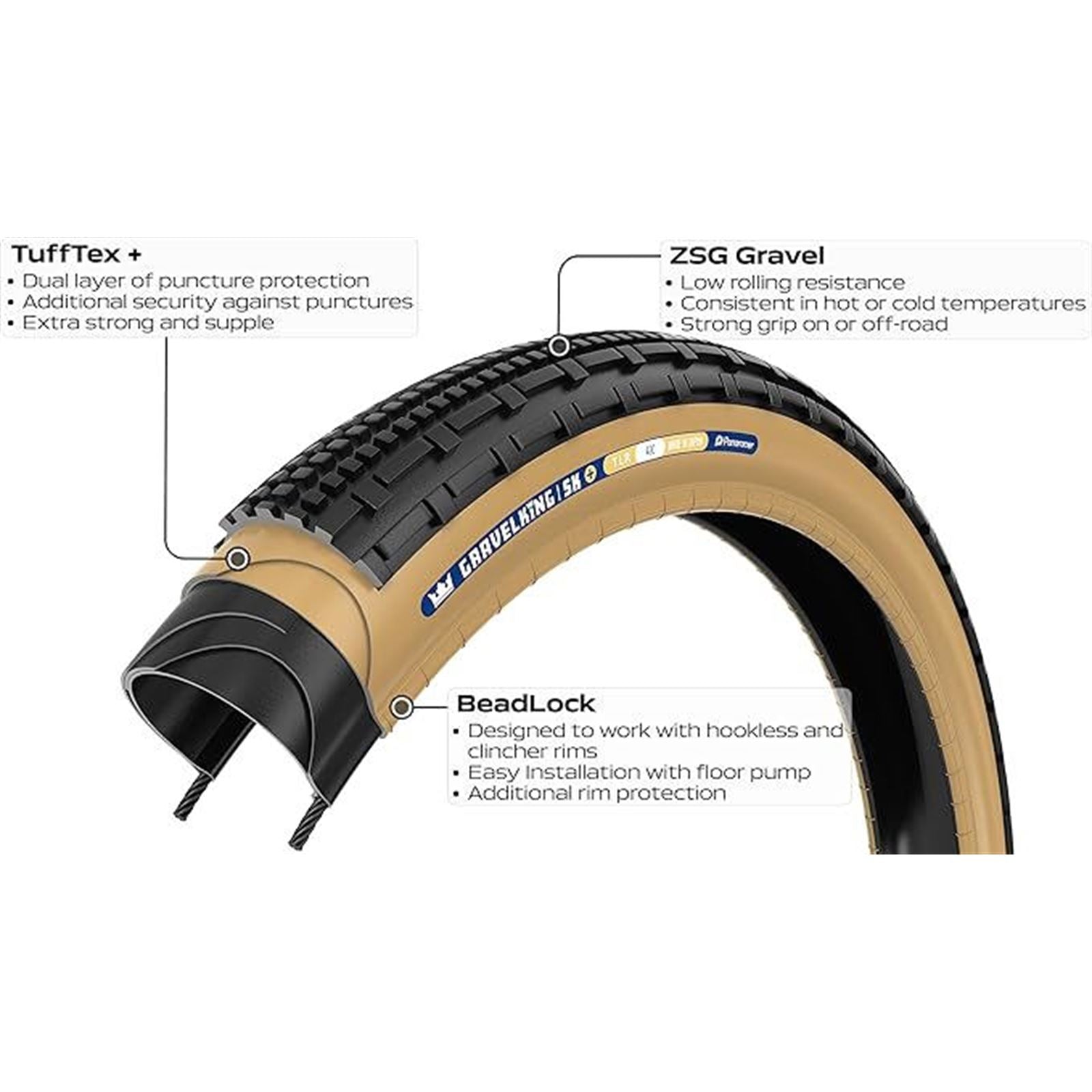 Panaracer GravelKing SK Plus Tire - 700 x 45 - Tubeless - Folding [MPN: RF745-GKSK-P-D2]_1486471