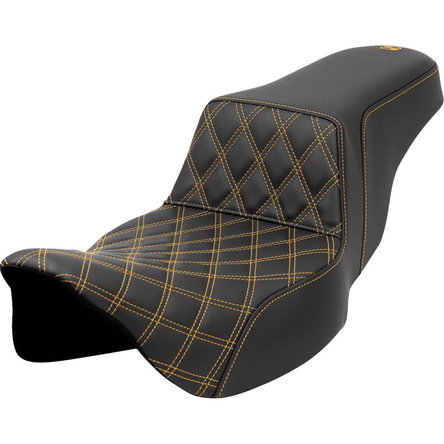 Saddlemen Step-Up Seat - Front Lattice Stitch - Gold Stitch Extended Reach A808-07E-172GOL_1443595