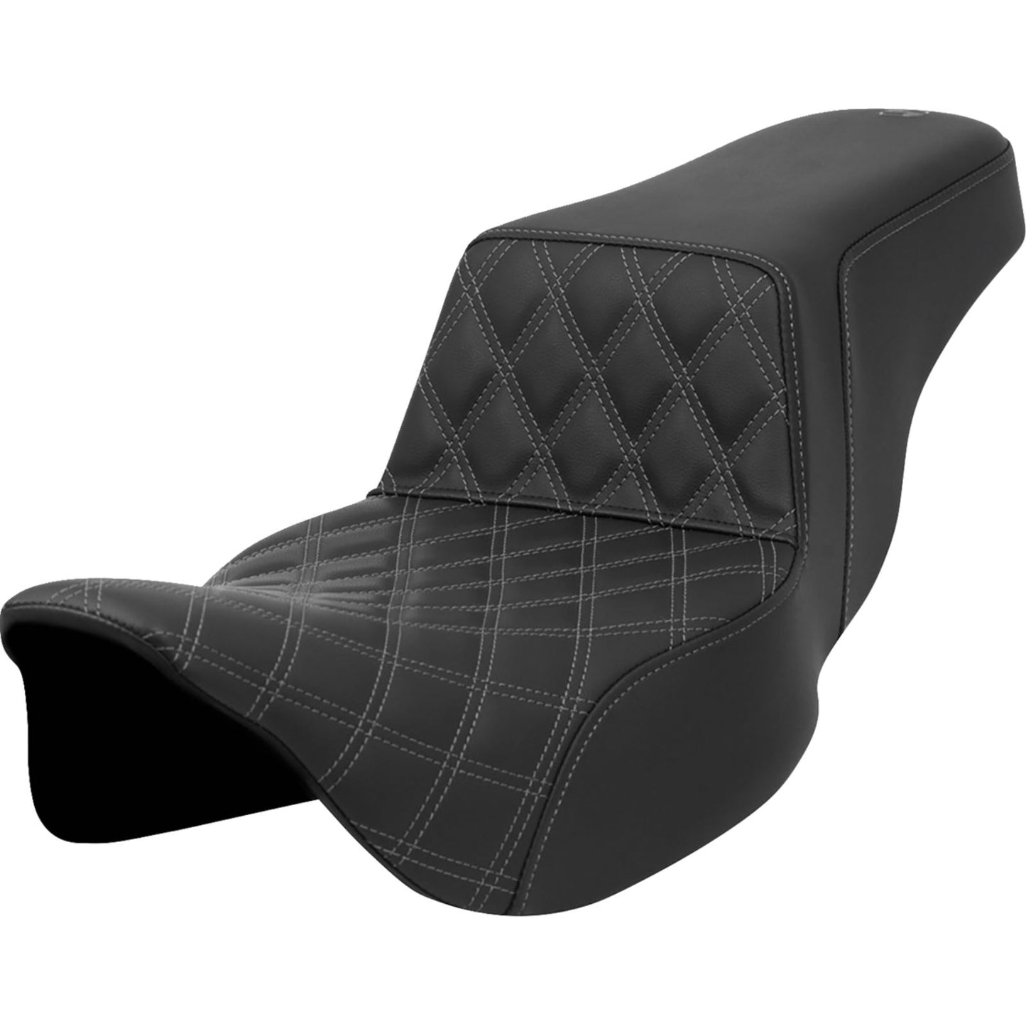 Saddlemen Step-Up Seat - Front Lattice Stitch - Gray Stitch Extended Reach A808-07E-172GRE_1443594