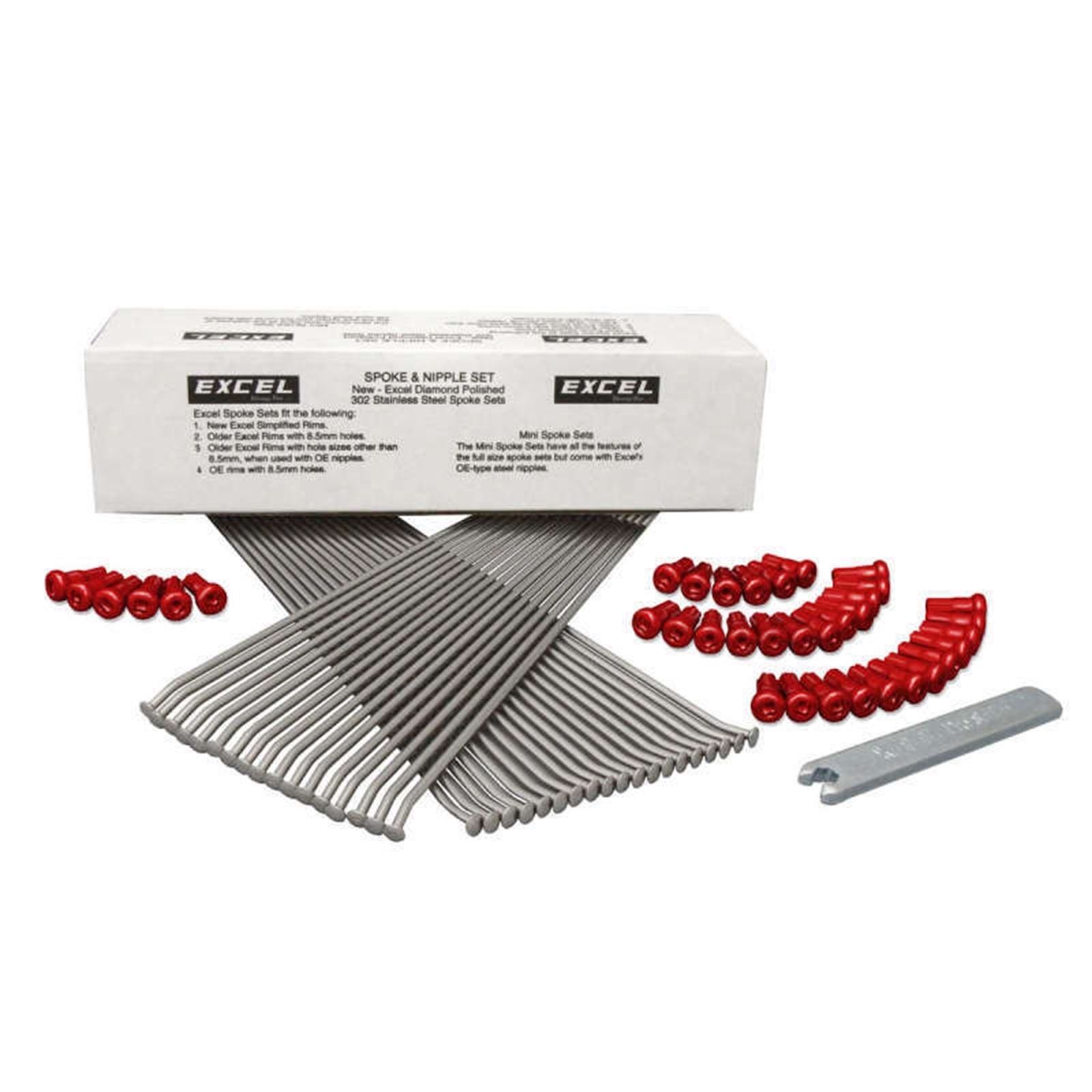 Excel Rim Rear Spoke/Red Nipple Set (w/ Wrench) - 8 Gauge/36 Qty [MPN: XS8-52197R]_1532154