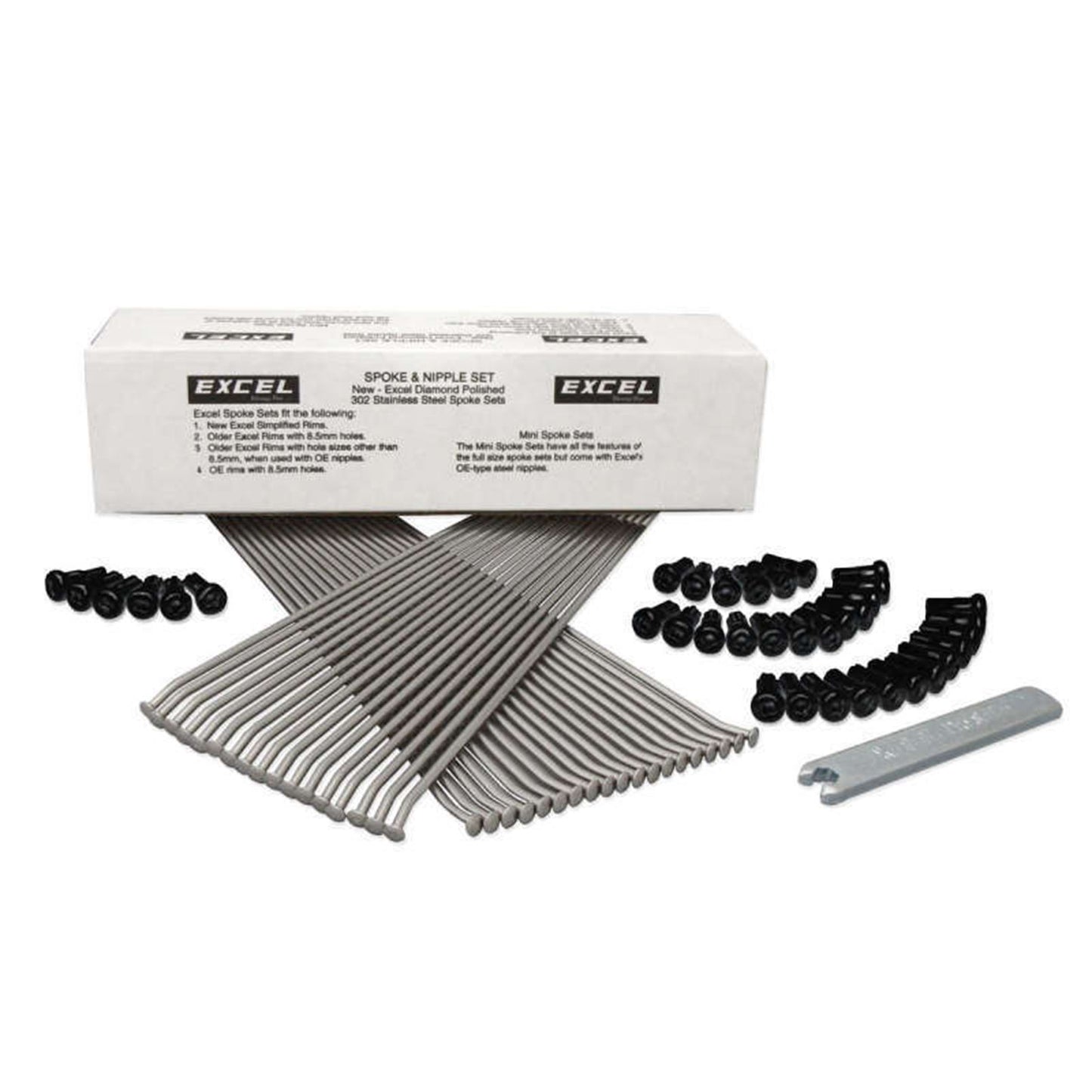 Excel Rim Front Spoke/Black Nipple Set (w/ Wrench) - 9 Gauge/36 Qty [MPN: XS9-11207K]_1529297