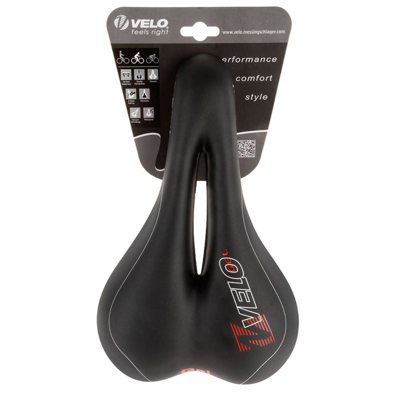 Velo Plush Gel D2 Saddle 267 x 168mm 494g - Black [MPN: 250245]_1470335