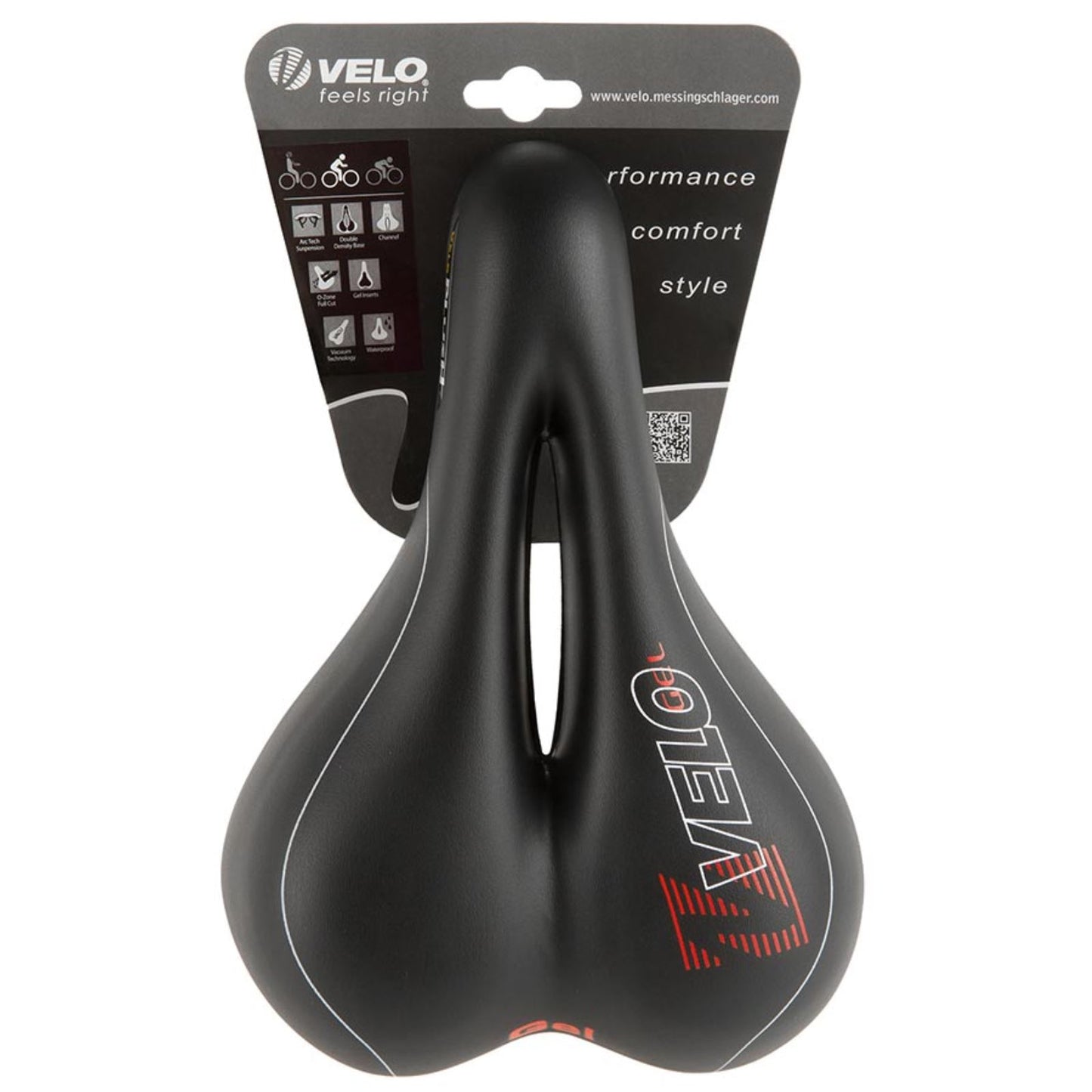 Velo Plush Gel D2 Saddle 255 x 177mm 477g - Black [MPN: 250246]_1470339