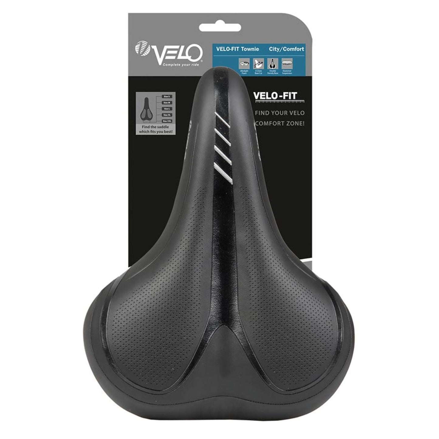 Velo Fit B-Town Saddle 267 x 238mm 765g - Black [MPN: 250535]_1470522