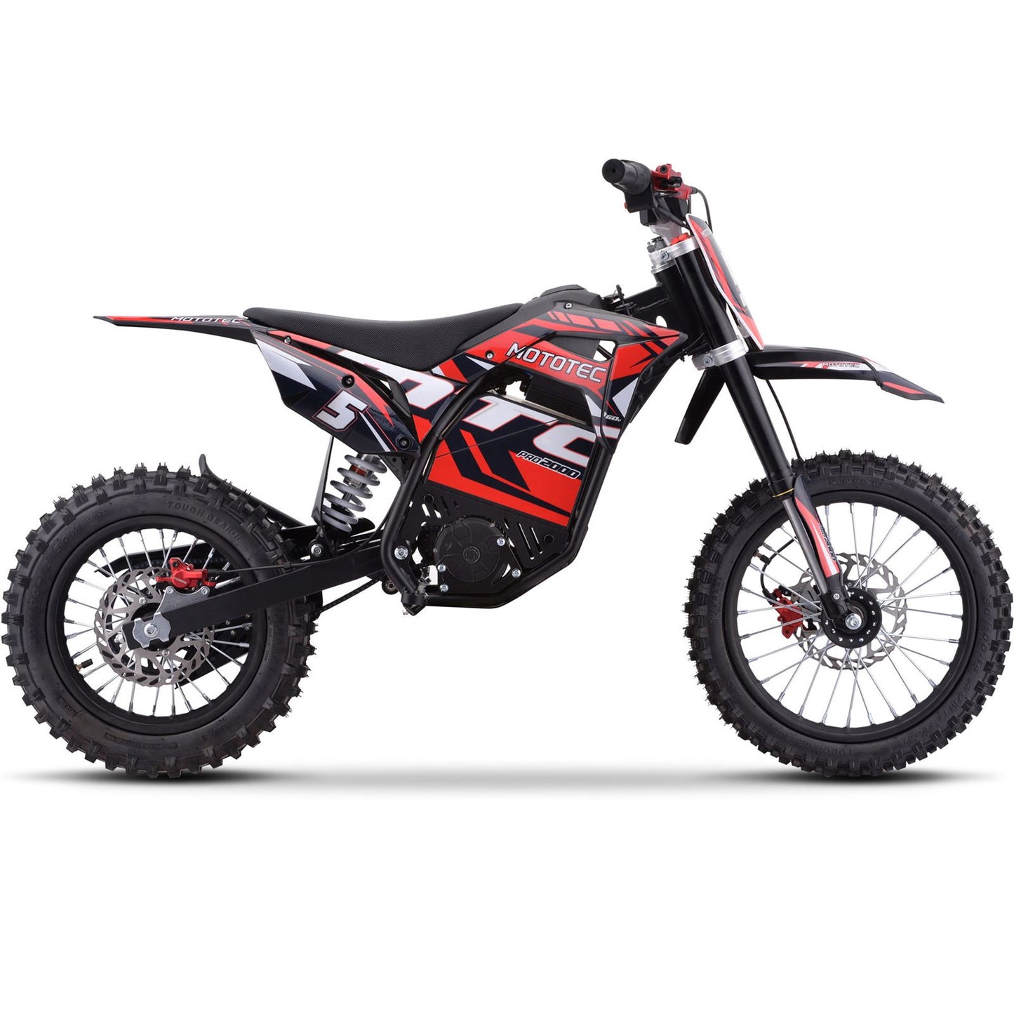 MotoTec USA 60v Pro Electric Dirt Bike 2000w Lithium - Red MT-Dirt-Pro-2000_Red_1534967