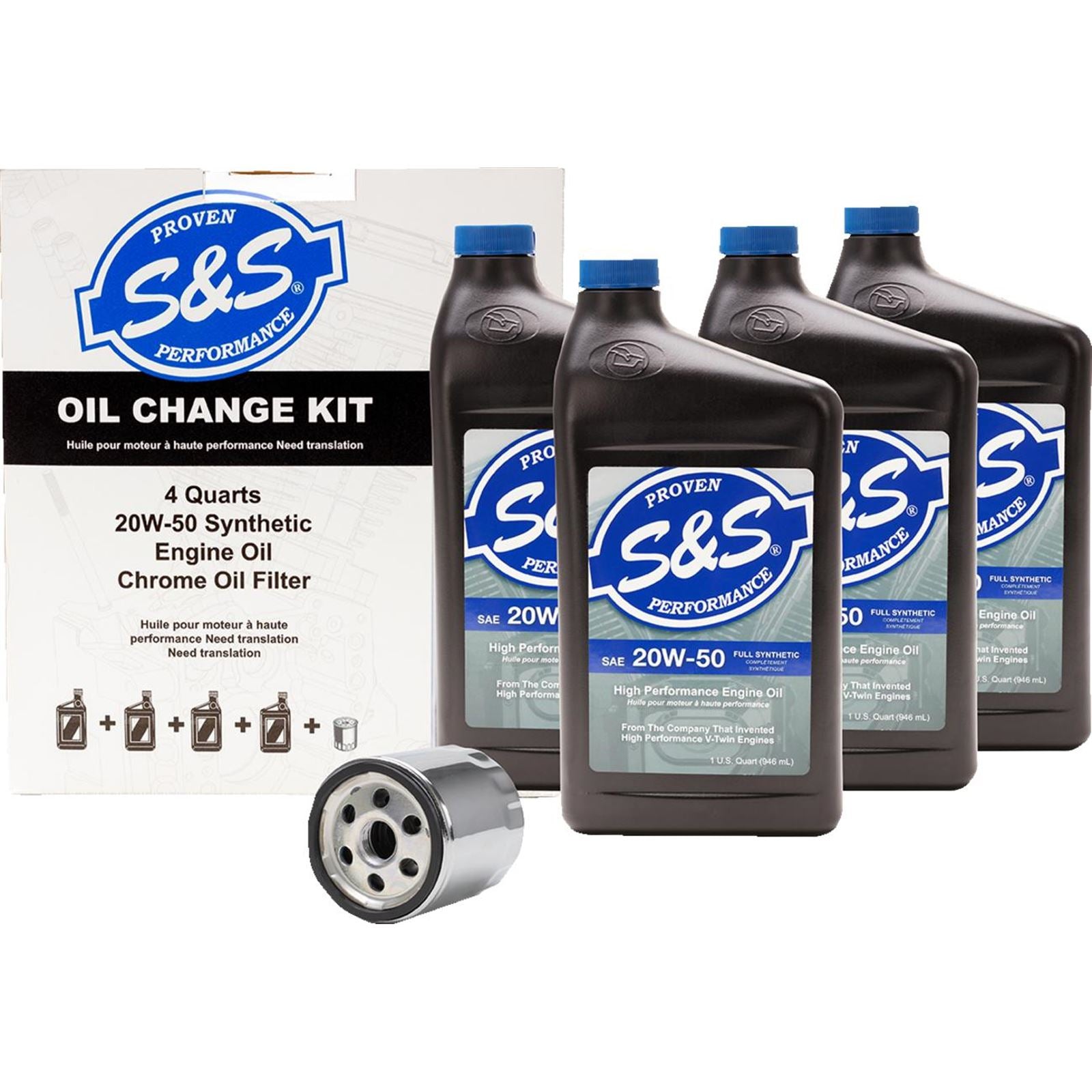 S&S Cycle Oil Change Kit - Black Filter for '84-'99 Big Twin/'86-17 Sportster [MPN: 153965-BLACK]_1486214