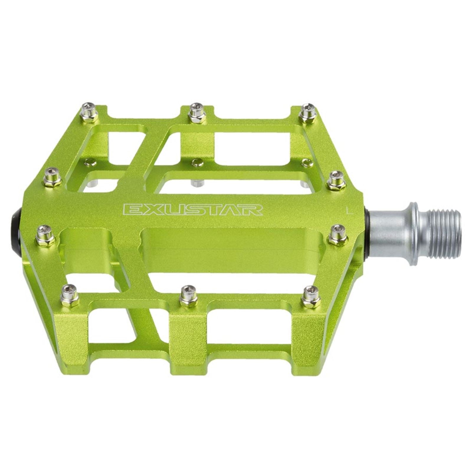 Exustar E-PB525 Platform Pedals Body: Aluminum Spindle: Cr-Mo 9/16'' - Green [MPN: 311351]_1476474