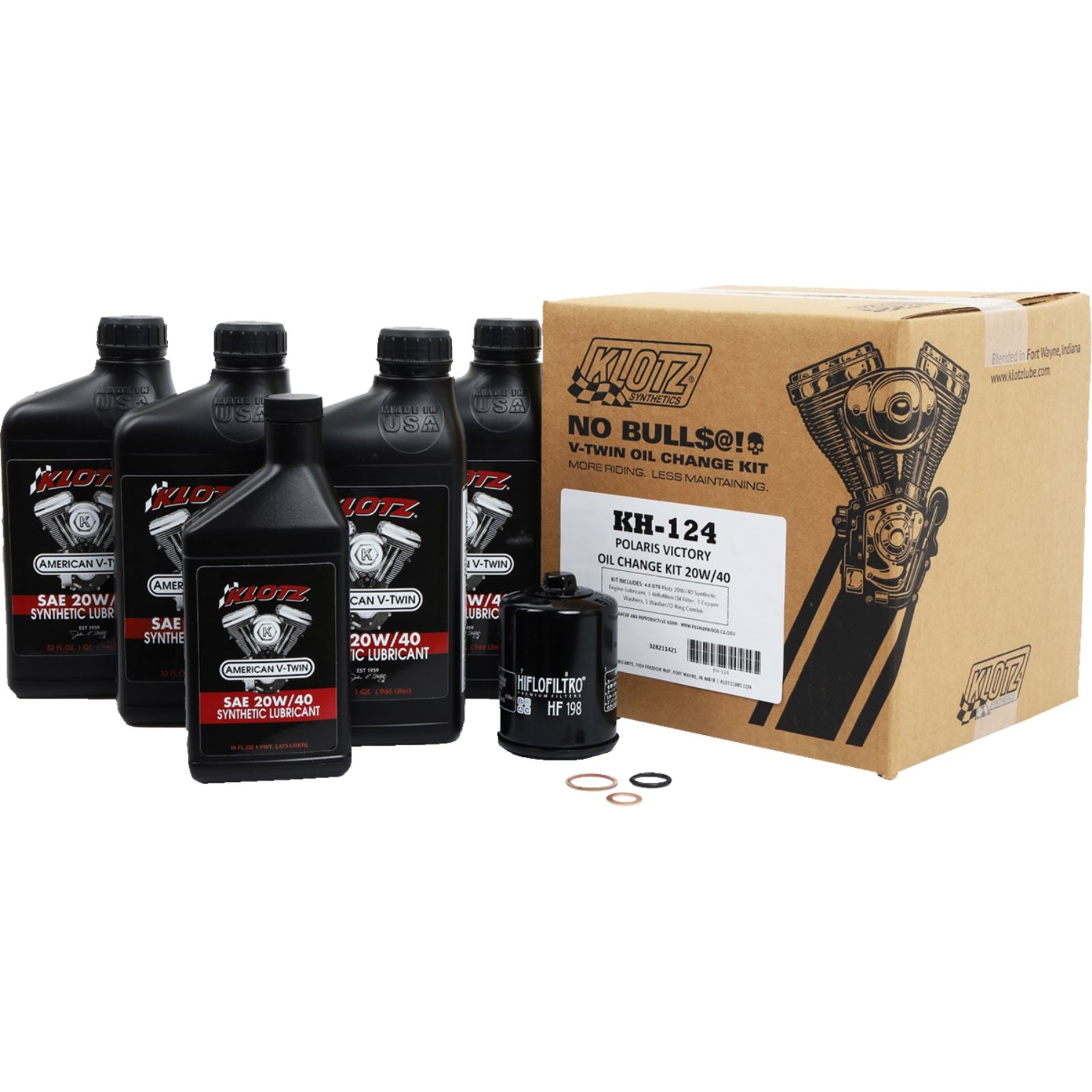 Klotz Oil Change Kit - Fits Polaris and Victory 20W40 [MPN: KH-124]_1480425
