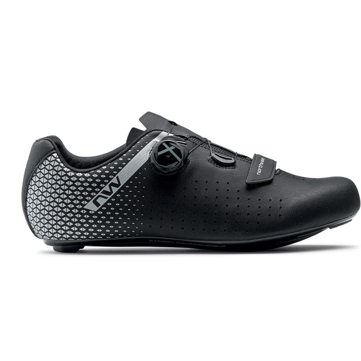Northwave Plus 2 Road Shoes - Black/Silver - Size 43 OPEN BOX [MPN: 8030819179019]_2749826