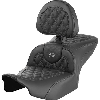 Saddlemen RoadSofa™ Seat w/Backrest Lattice - Gray Stitch - FLTR/FLHX '23-'24 823-07-182B2_1498009
