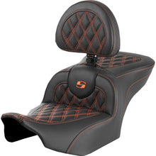 Saddlemen RoadSofa™ Seat w/Backrest Lattice/Orange Stitch - FLTR/FLHX '23-'24 823-07-182B3_1498008
