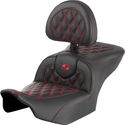 Saddlemen RoadSofa™ Seat w/Backrest Lattice - Red Stitch - FLTR/FLHX '23-'24 823-07-182B4_1498007