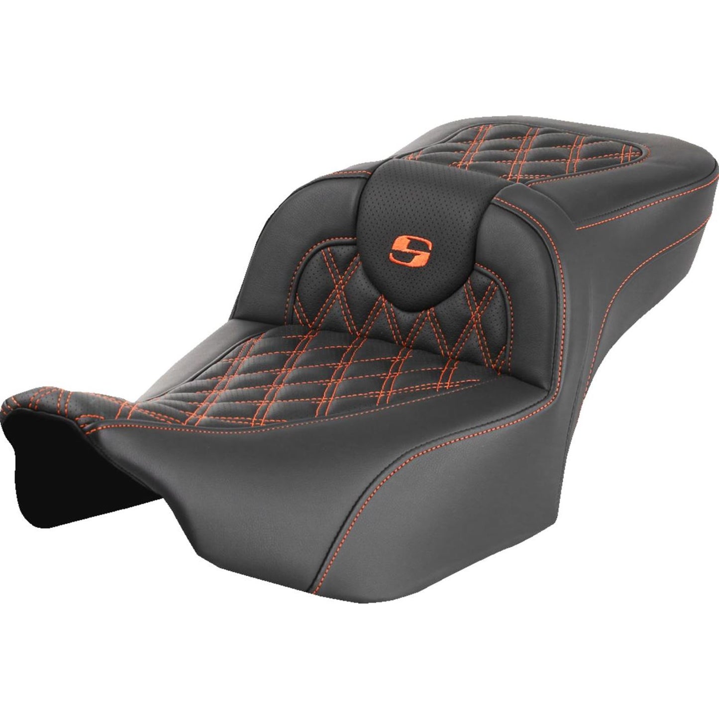 Saddlemen Roadsofa™ Extended Reach Seat Lattice/Orange Stitch FLTR/FLHX 23-24 823-07-18403_1498019