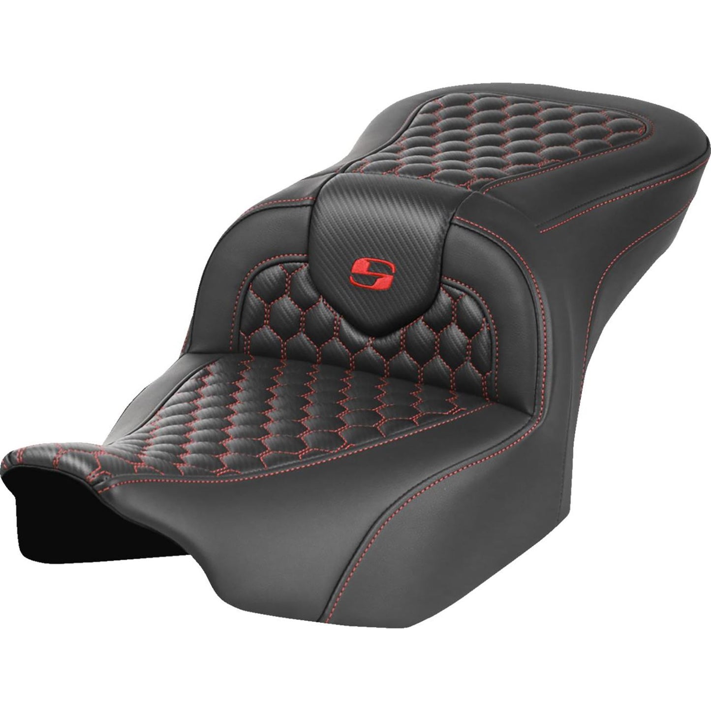 Saddlemen Roadsofa™ Seat - Honeycomb - Red Stitch - FLTR/FLHX '23-'24 823-07-18904_1523845