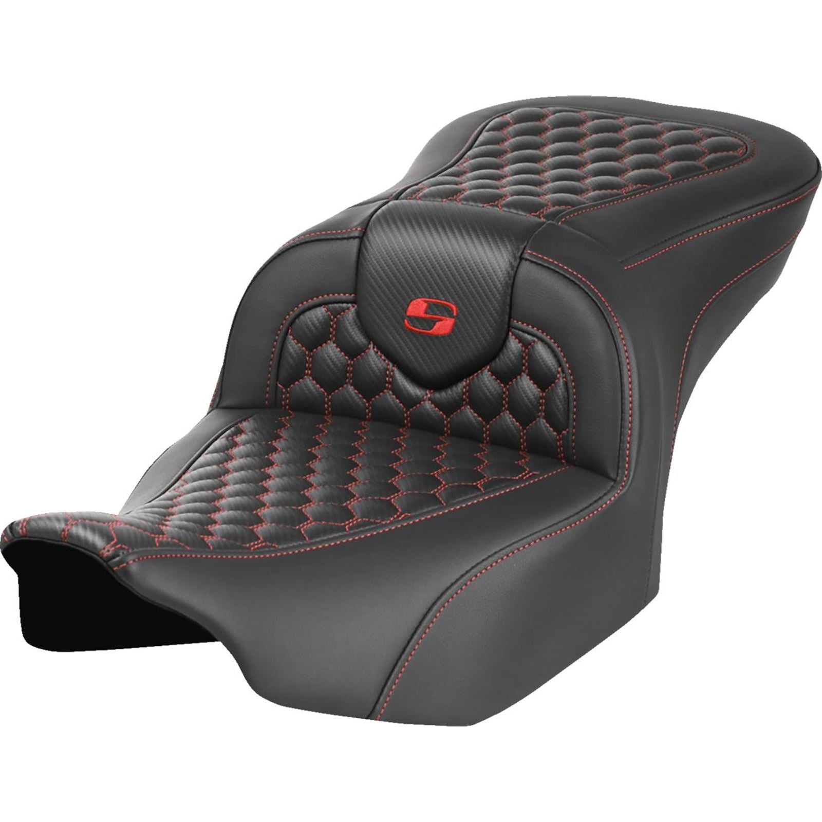 Saddlemen Roadsofa™ Seat - Honeycomb - Red Stitch - FLTR/FLHX '23-'24 823-07-18904_1523845