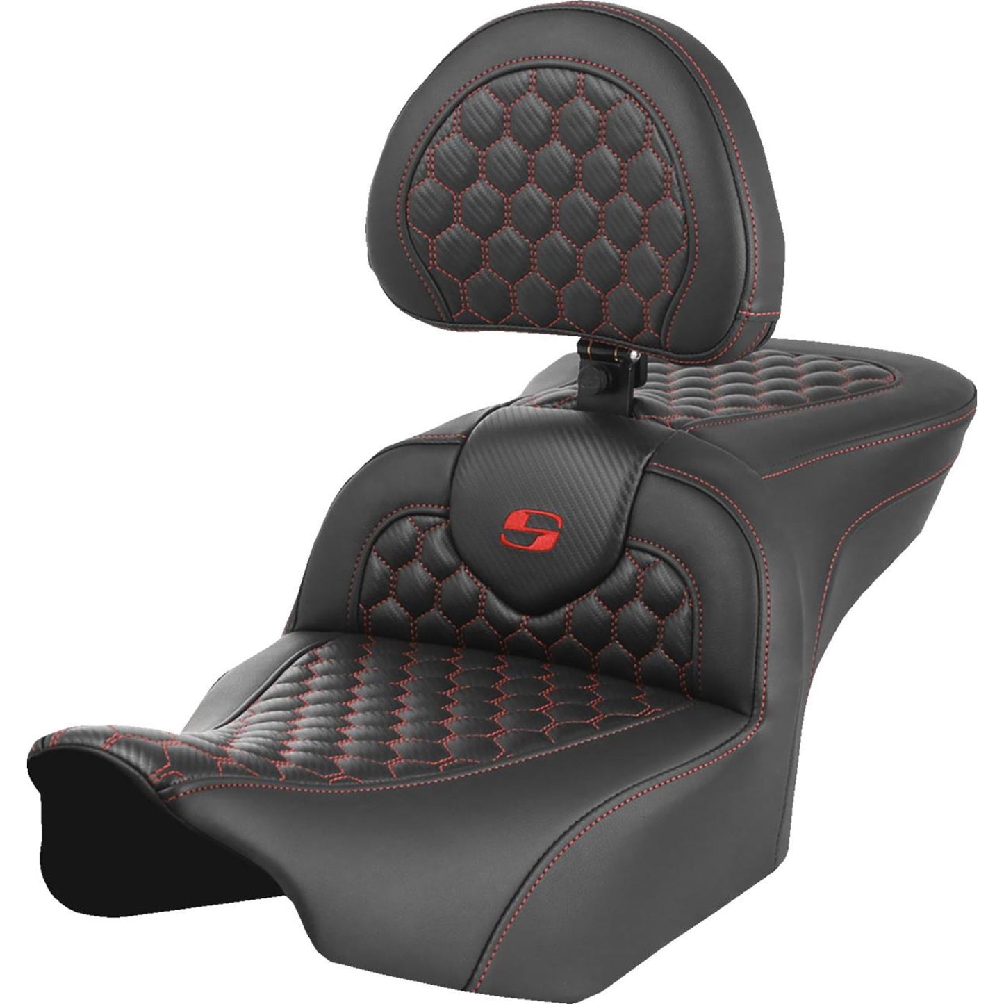 Saddlemen Roadsofa™ Seat - Honeycomb - Red Stitch - FLTR/FLHX '23-'24 823-07-189B4_1523851