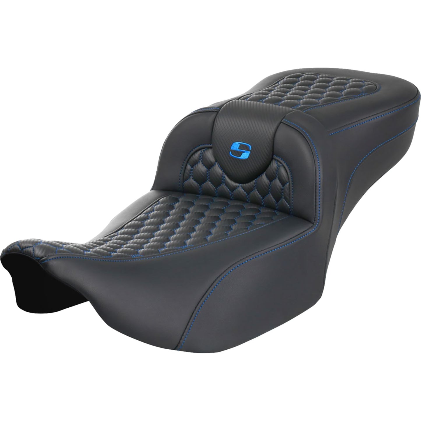 Saddlemen Roadsofa™ Extended Reach Seat Honeycomb/Blue Stitch FLTR/FLHX 23-24 823-07-19001_1485948