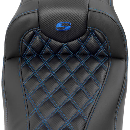 Saddlemen RoadSofa™ Seat - Carbon Fiber - Blue Stitch - FLTR/FLHX '23-'24 823-07-20601_1523858