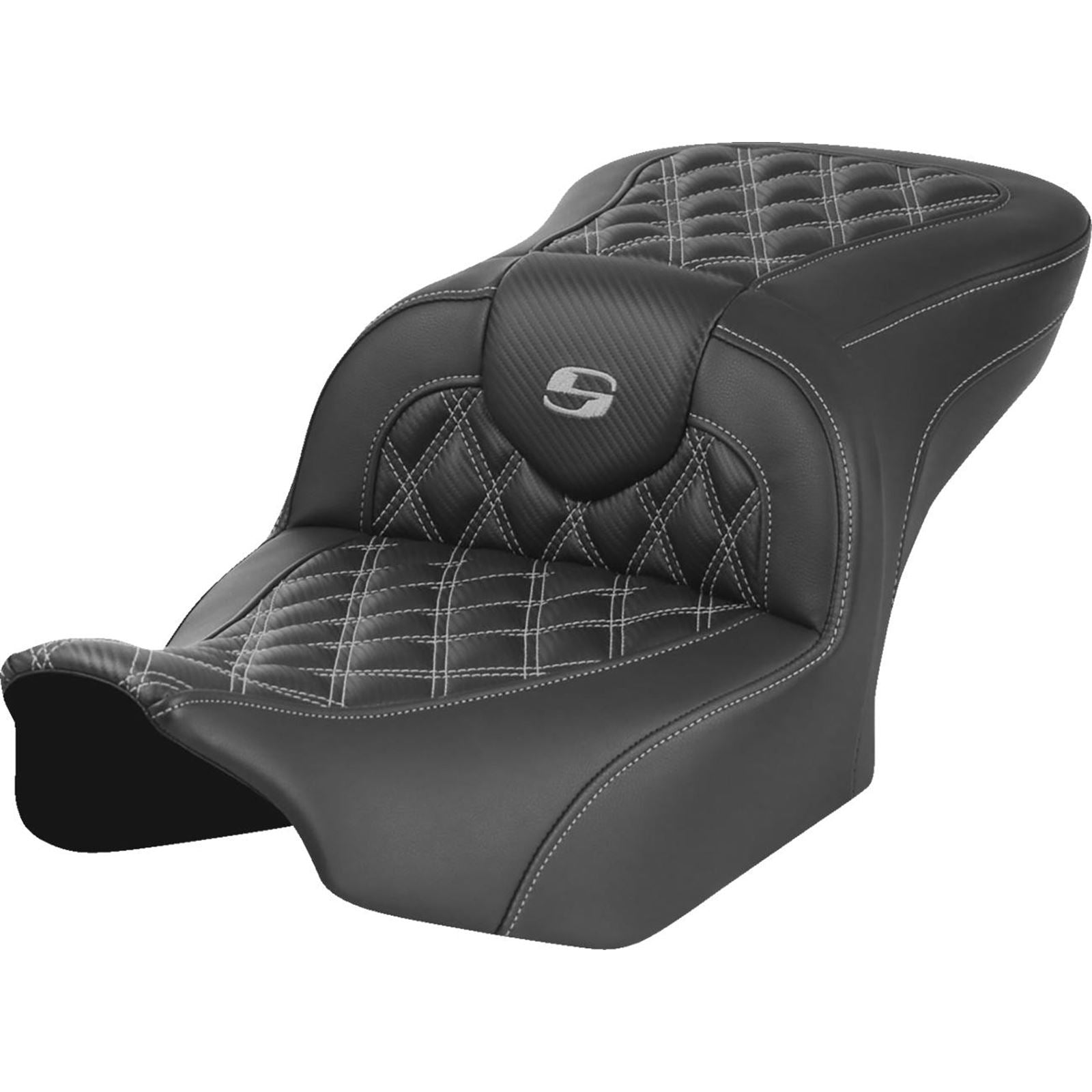 Saddlemen RoadSofa™ Seat - Carbon Fiber - Gray Stitch - FLTR/FLHX '23-'24 823-07-20602_1523860