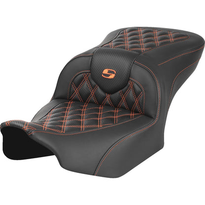 Saddlemen RoadSofa™ Seat - Carbon Fiber - Orange Stitch - FL/FX '23-'24 823-07-20603_1523852