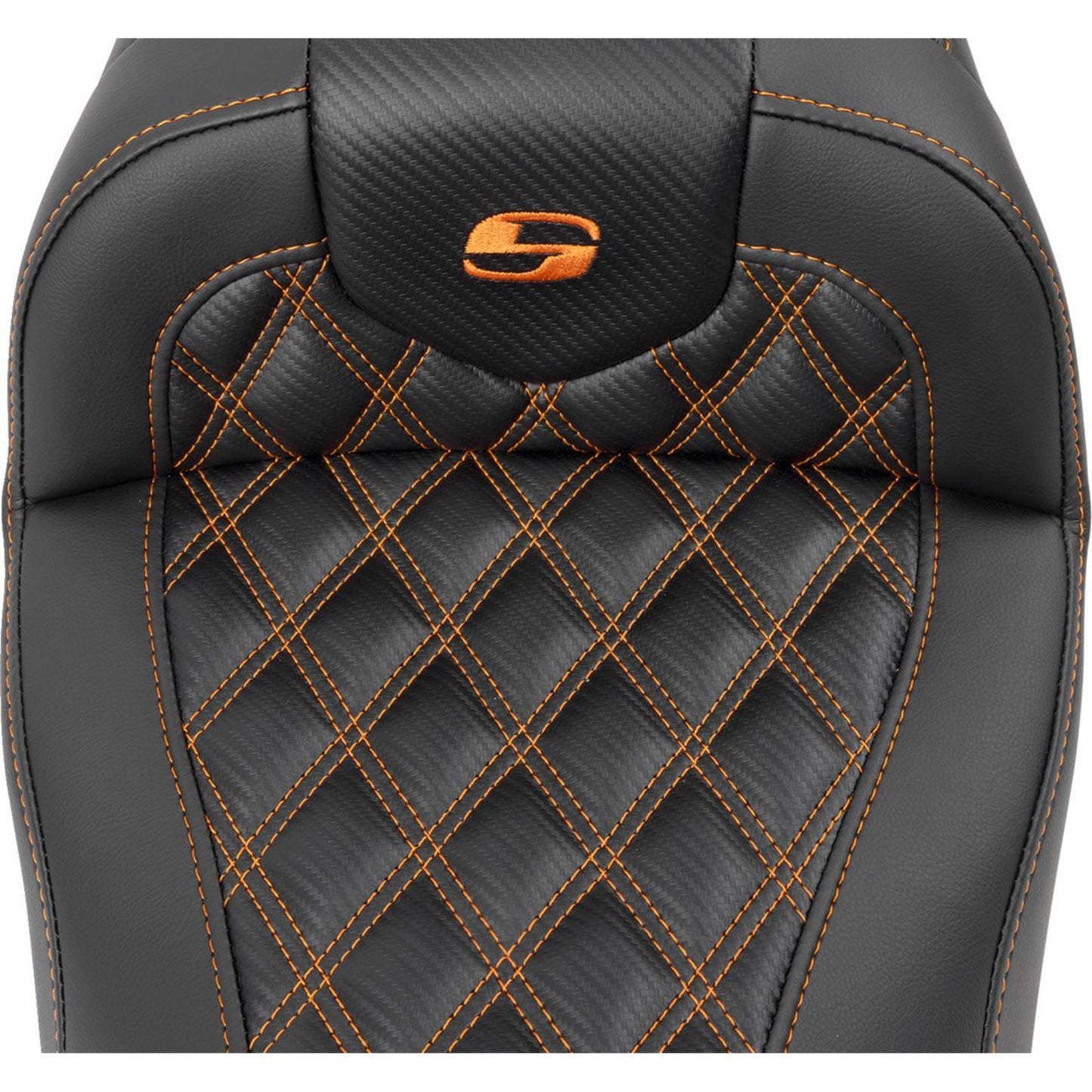 Saddlemen RoadSofa™ Seat - Carbon Fiber - Orange Stitch - FL/FX '23-'24 823-07-20603_1523842