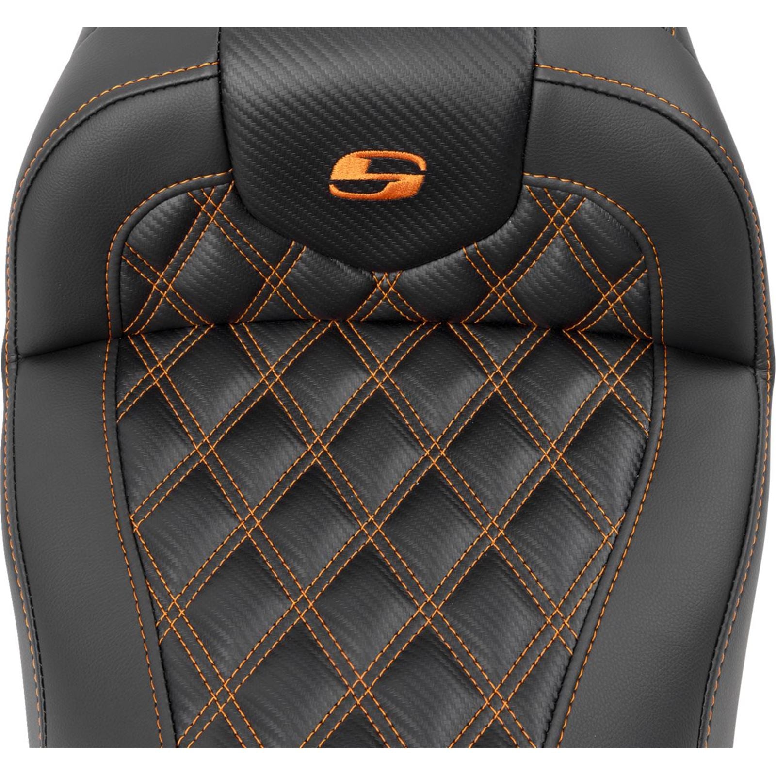 Saddlemen RoadSofa™ Seat - Carbon Fiber - Orange Stitch - FL/FX '23-'24 823-07-20603_1523842