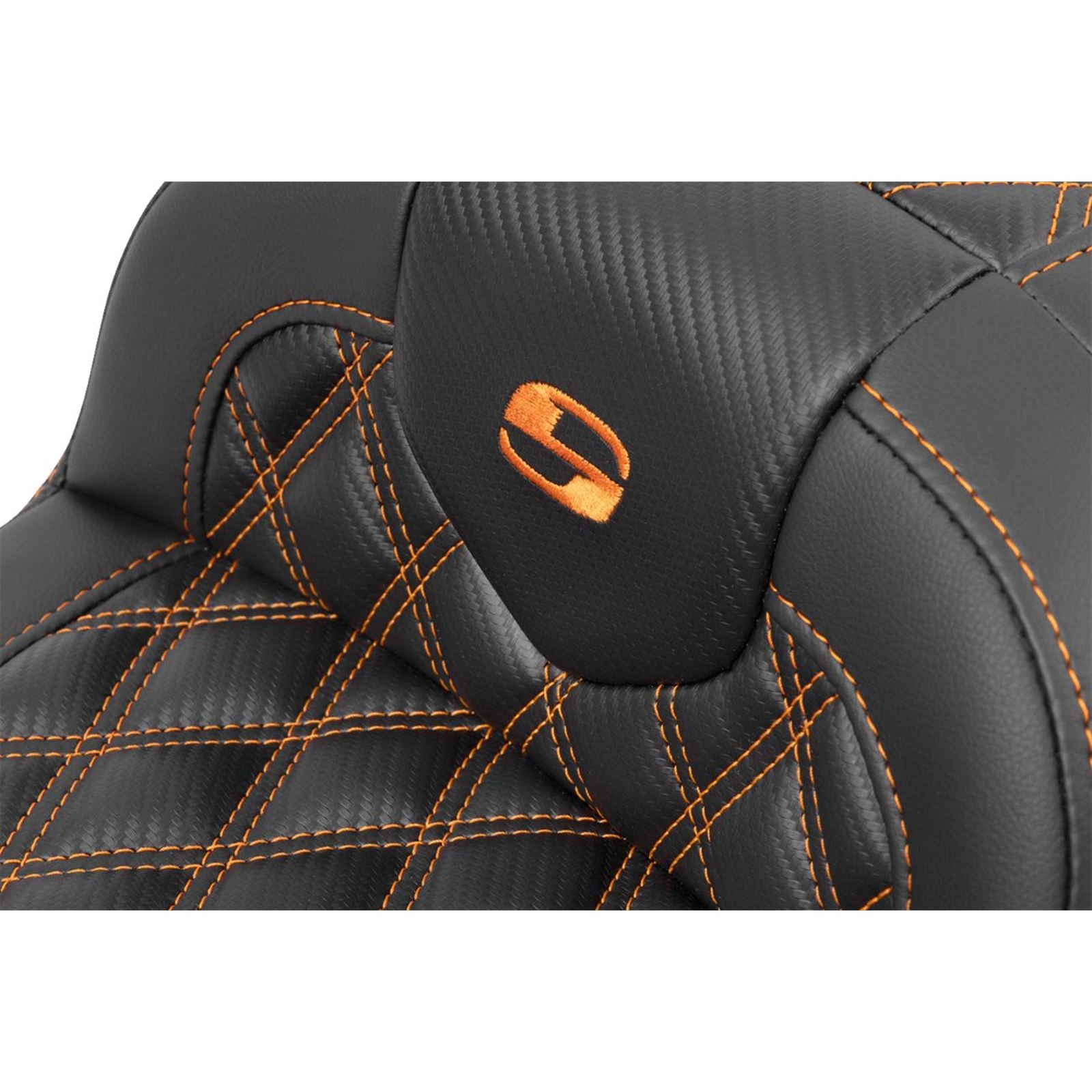 Saddlemen RoadSofa™ Seat - Carbon Fiber - Orange Stitch - FL/FX '23-'24 823-07-20603_1523830