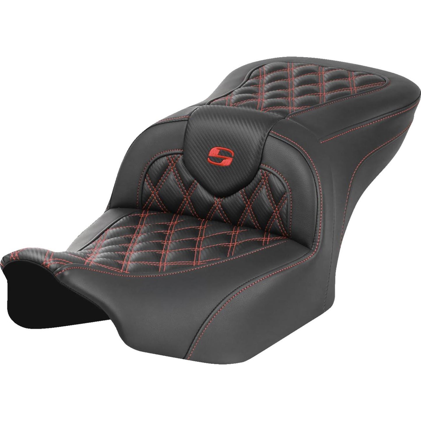 Saddlemen RoadSofa™ Seat - Carbon Fiber - Red Stitch - FLTR/FLHX '23-'24 823-07-20604_1523822