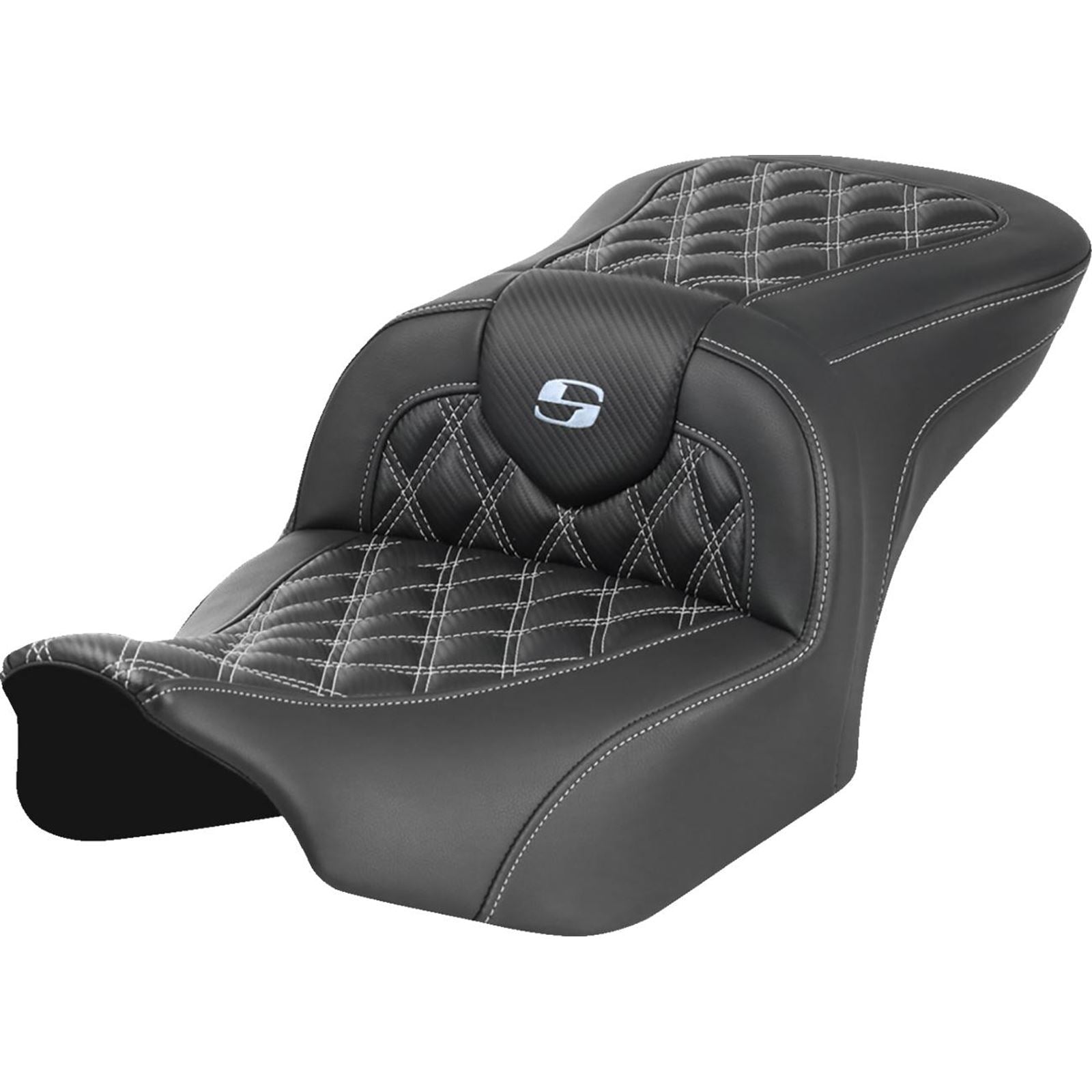 Saddlemen RoadSofa™ Seat - Carbon Fiber - Silver Stitch - FL/FX '23-'24 823-07-20605_1523825
