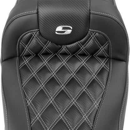 Saddlemen RoadSofa™ Seat - Carbon Fiber - Silver Stitch - FL/FX '23-'24 823-07-20605_1523826