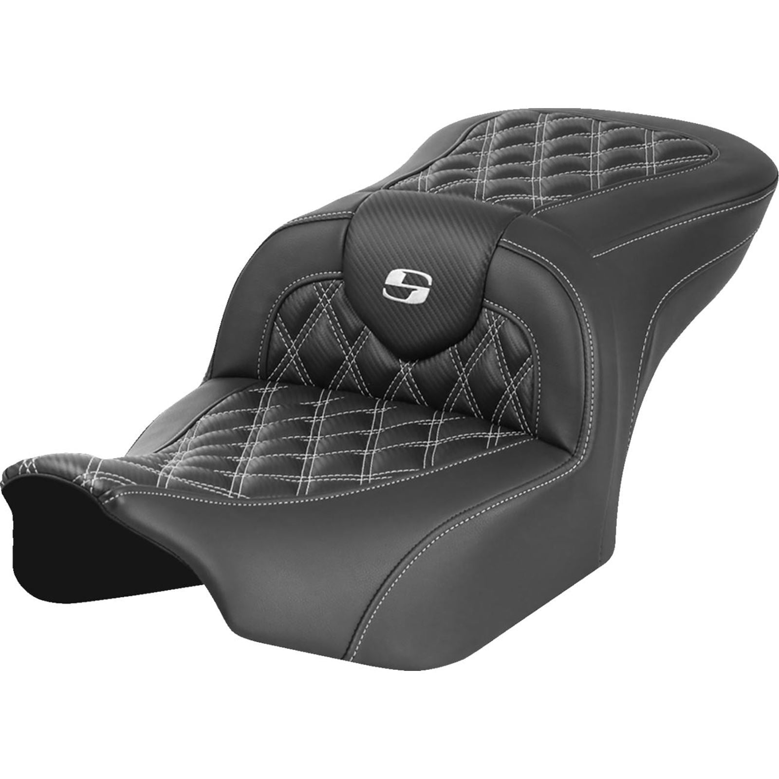 Saddlemen RoadSofa™ Seat - Carbon Fiber - White Stitch - FLTR/FLHX '23-'24 823-07-20606_1523828