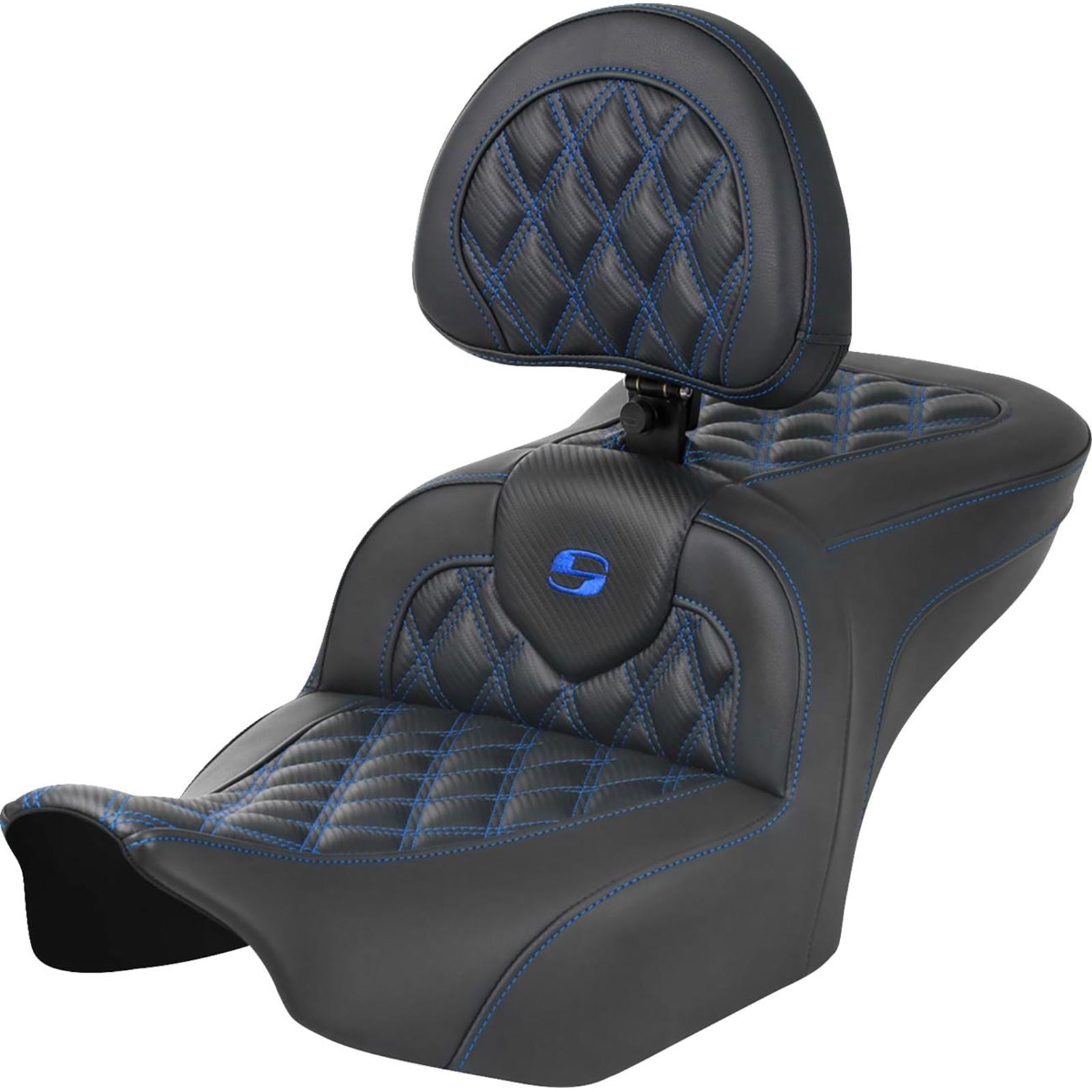 Saddlemen RoadSofa™ Seat - Carbon Fiber - Blue Stitch - FLTR/FLHX '23-'24 823-07-206B1_1523837