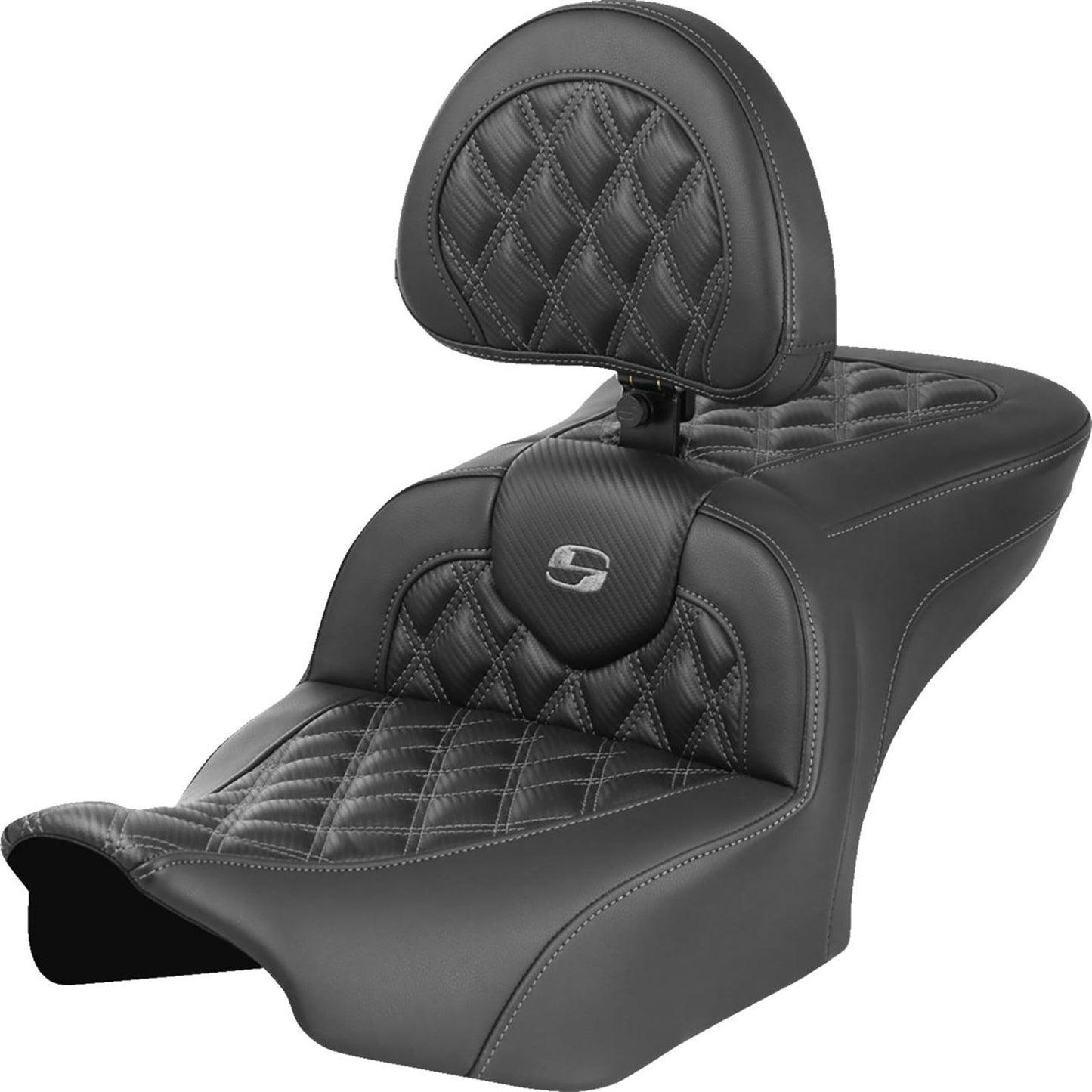 Saddlemen RoadSofa™ Seat - Carbon Fiber - Gray Stitch - FLTR/FLHX '23-'24 823-07-206B2_1523838