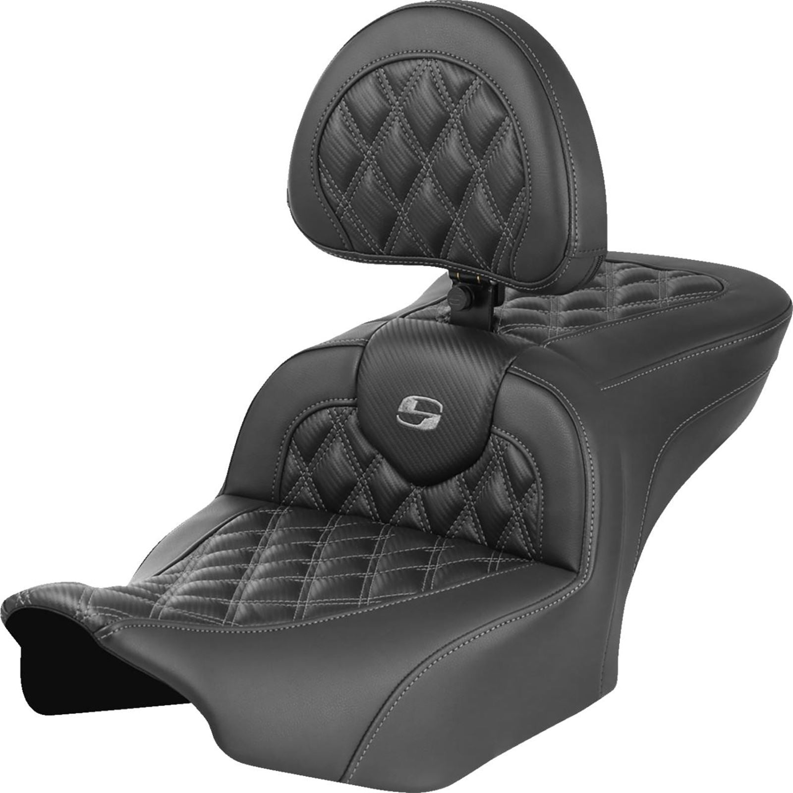 Saddlemen RoadSofa™ Seat - Carbon Fiber - Gray Stitch - FLTR/FLHX '23-'24 823-07-206B2_1523838