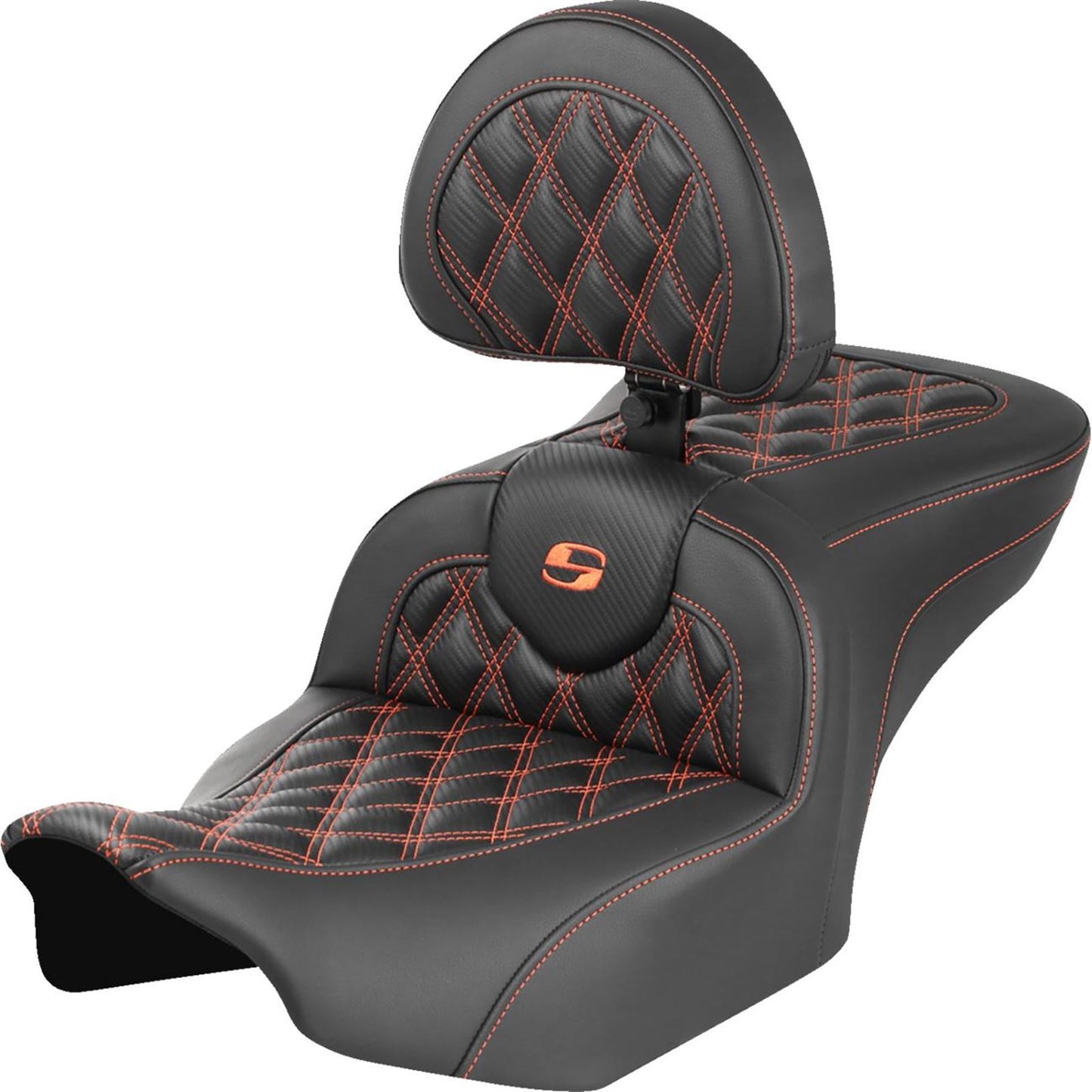 Saddlemen RoadSofa™ Seat - Carbon Fiber - Orange Stitch - FLTR/FLHX '23-'24 823-07-206B3_1523885