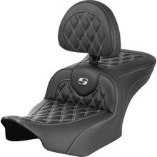 Saddlemen RoadSofa™ Seat - w/Backrest - Carbon Fiber - Lattice/Silver Stitch 823-07-206B5_1523883