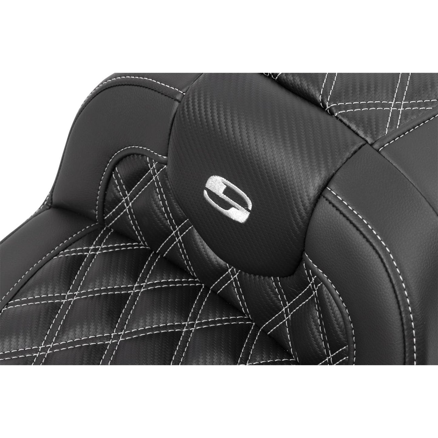 Saddlemen RoadSofa™ Seat - w/Backrest - Carbon Fiber - Lattice/Silver Stitch 823-07-206B5_1523882