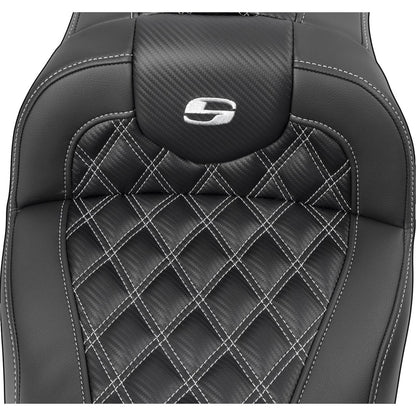Saddlemen RoadSofa™ Seat - w/Backrest - Carbon Fiber - Lattice/Silver Stitch 823-07-206B5_1523881