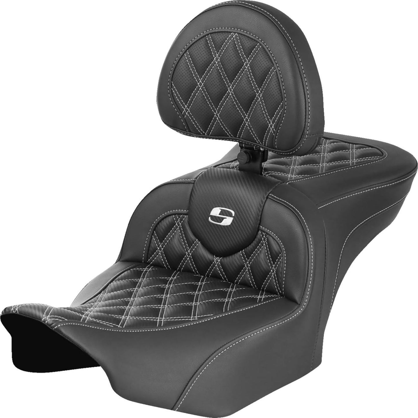 Saddlemen RoadSofa™ Seat - Carbon Fiber - White Stitch - FLTR/FLHX '23-'24 823-07-206B6_1523877